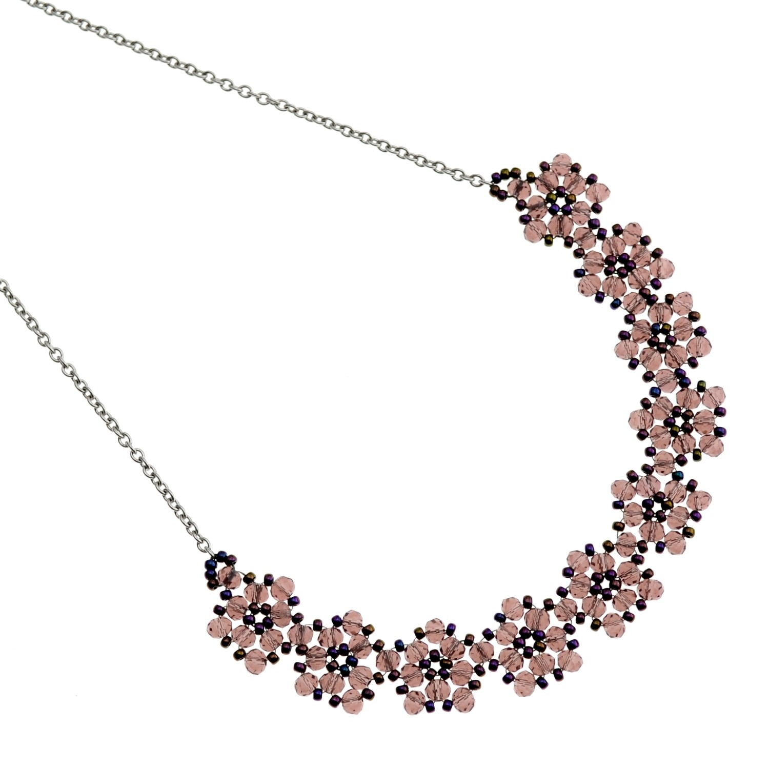 Kette mit Crystalglas Perlen in lila
