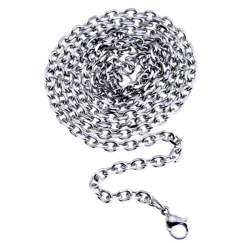 Kette aus Edelstahl oval ca. 4x3mm , Länge ca . 75cm mit Karabiner Verschluss / 1 Stück