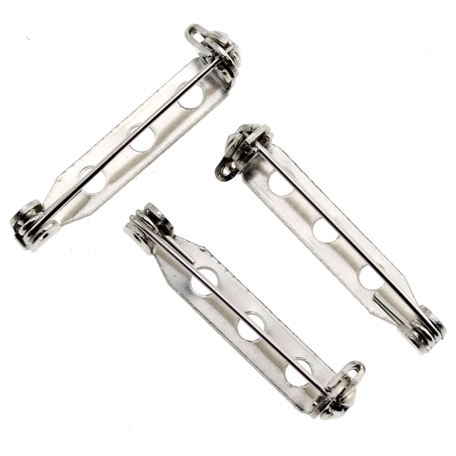 Brosche aus Eisen 25x5mm  Broschenrohling, Broschennadel / 3 Stück