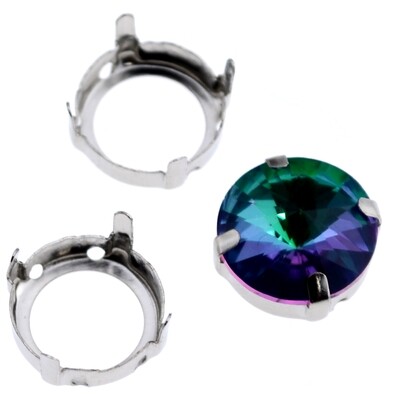 Fassung Edelstahl für Rivolli 12mm / 2 Stück Fassung Edelstahl für Rivolli 12mm / 2 Stück
