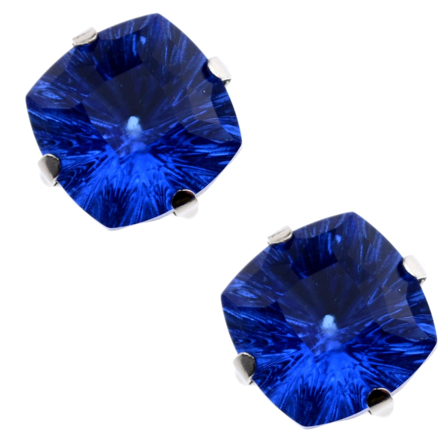 Hochwertige Strassperlen Sapphire in Fassung aus Edelstahl 10mm zum Aufnähen / 1 Stück
