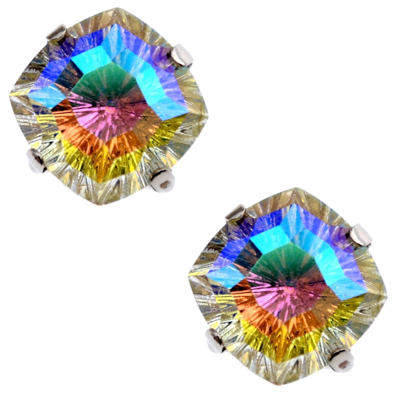 Hochwertige Strassperlen Crystal AB in Fassung aus Edelstahl 10mm zum Aufnähen / 1 Stück