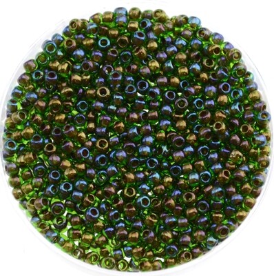 Japanische Rocailles Toho/color 247 rund Nr.11 inside Color peridot/ Oxblood-Lined / 2,1mm/ 13g Japanische Rocailles Toho/color 247 rund Nr.11 inside Color peridot/ Oxblood-Lined / 2,1mm/ 13g