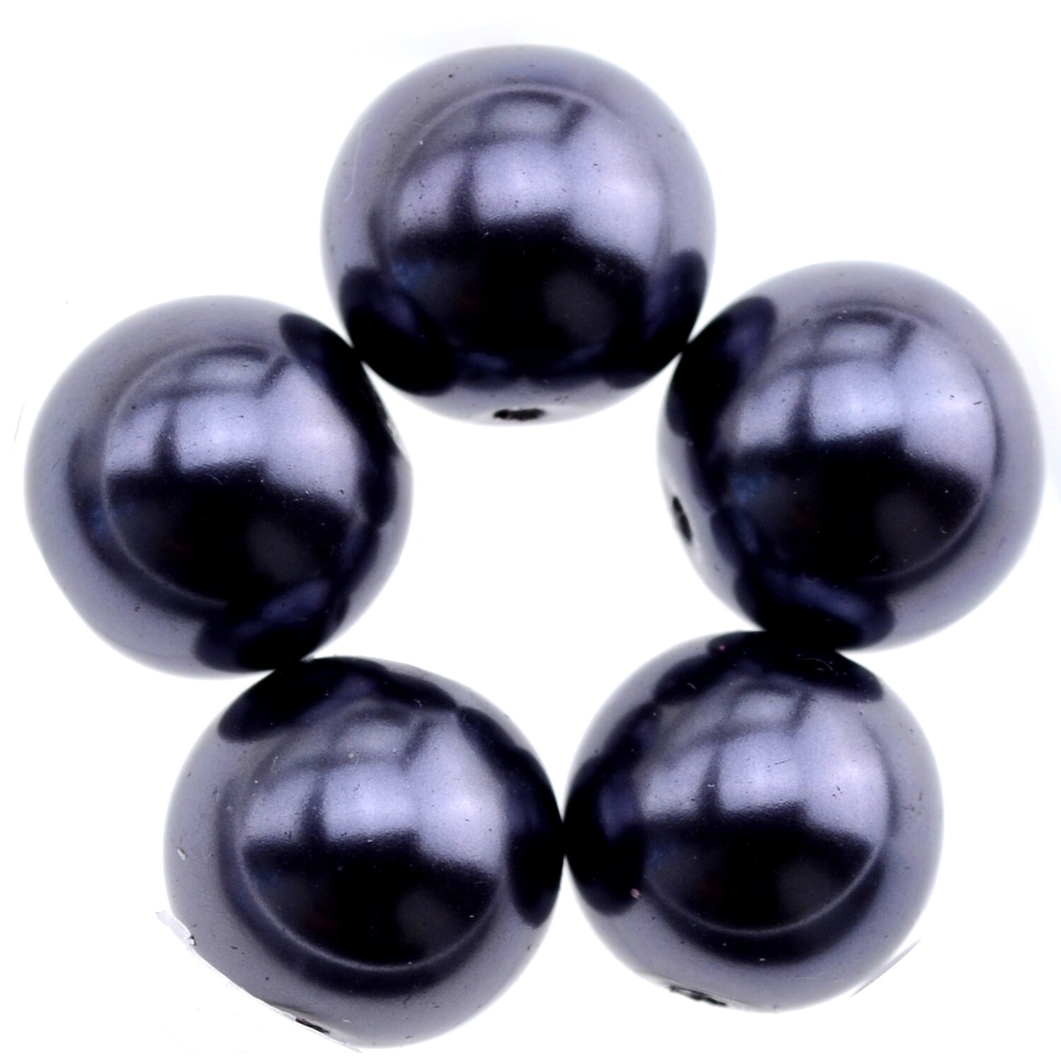 Glaswachsperlen 14mm antrazit / 5 Stück