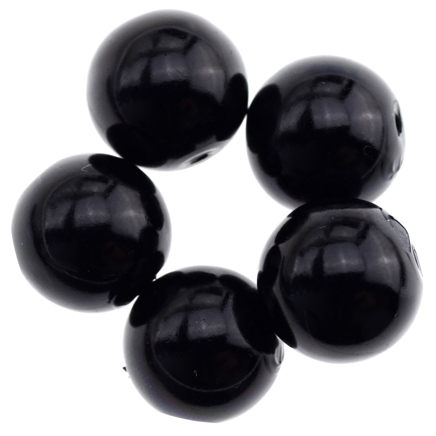 Glaswachsperlen 14mm schwarz / 5 Stück