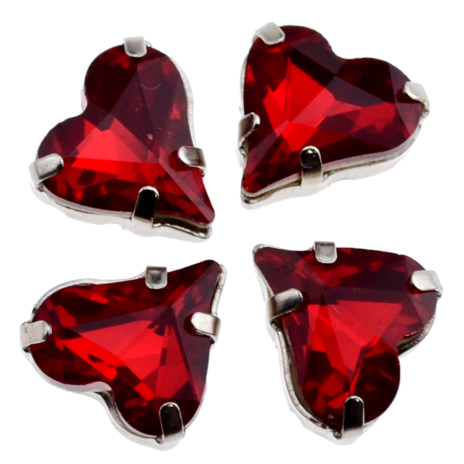 Hochwertige Strassperlen Herz in der Fassung aus Edelstahl 12x13mm zum Aufnähen / 1 Stück