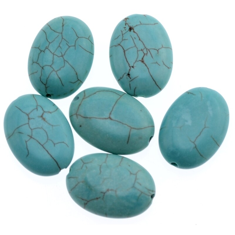 Howlite Perlen 11x16mm blau gefärbt / 6 Stück