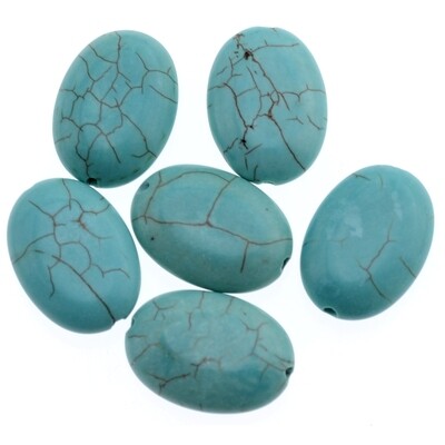 Howlite Perlen 11x16mm blau gefärbt / 6 Stück
