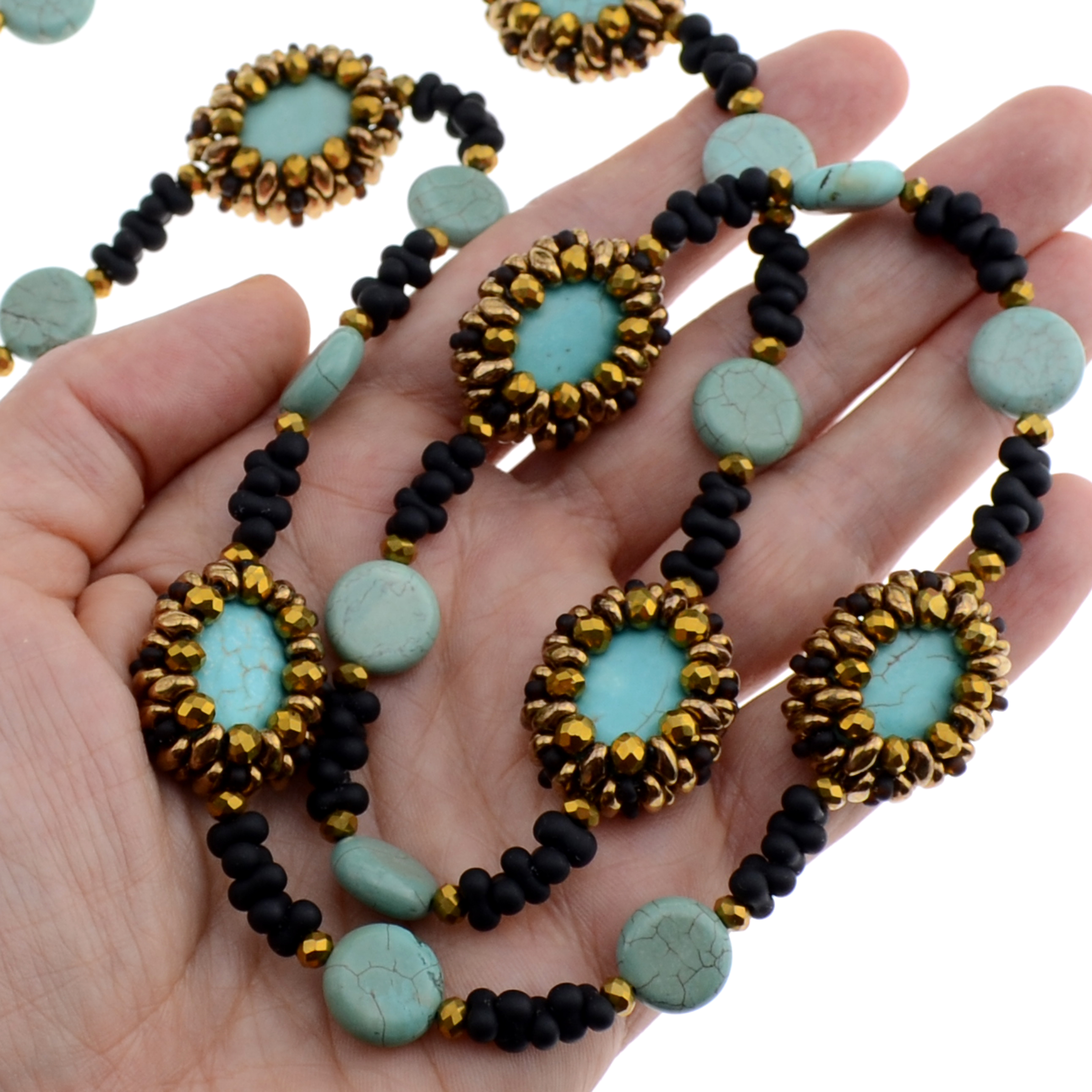 830. Kit mit Perlen, Anleitung und Zubehör / Schmuck selber machen / Lange Kette