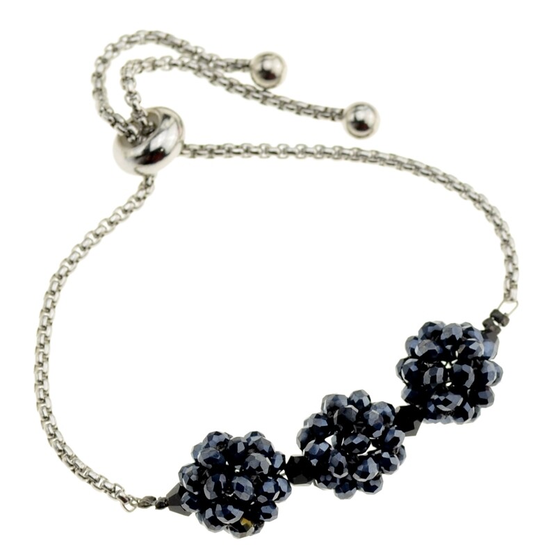 29. DIY Bastelidee / Armband hochwertige Edelstahl + Perlen  in anthrazit / zum Selbermachen