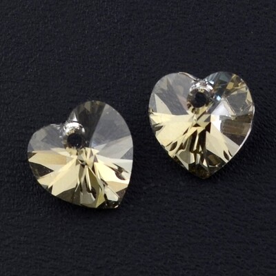 Kristall-Elements Herz 10x10,5mm silber shadow / 2 Stück