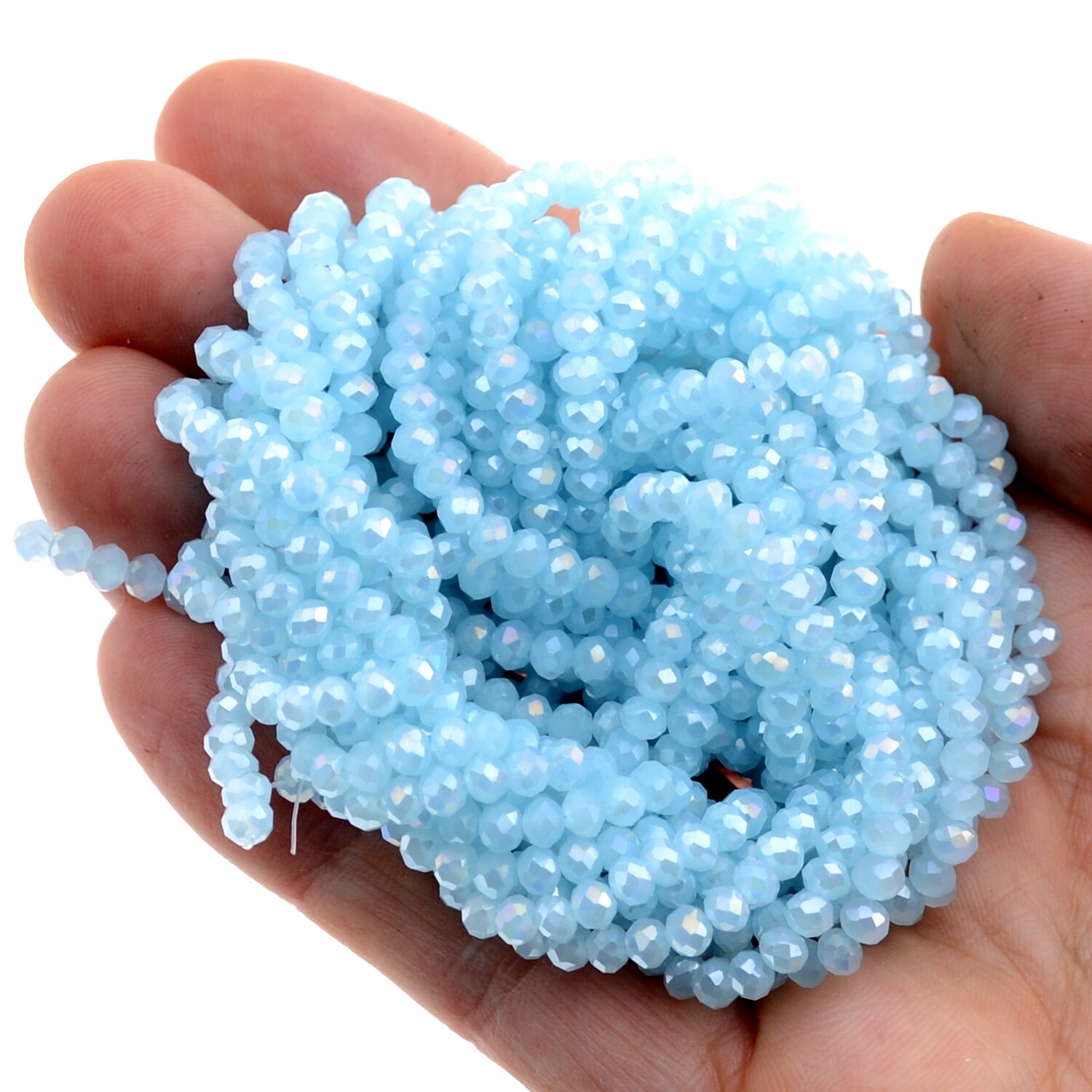 Rondellen Glasperlen 3mm facettiert blau regenbogen/ 40 Stück
