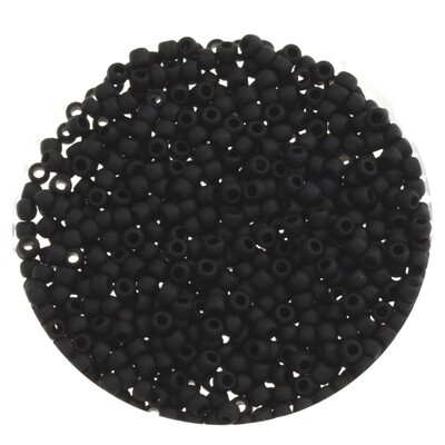 Hochwertige japanische Rocailles Toho 2,1mm rund Nr.11 matte schwarz Color 49f / 9g Hochwertige japanische Rocailles Toho 2,1mm rund Nr.11 matte schwarz Color 49f / 9g