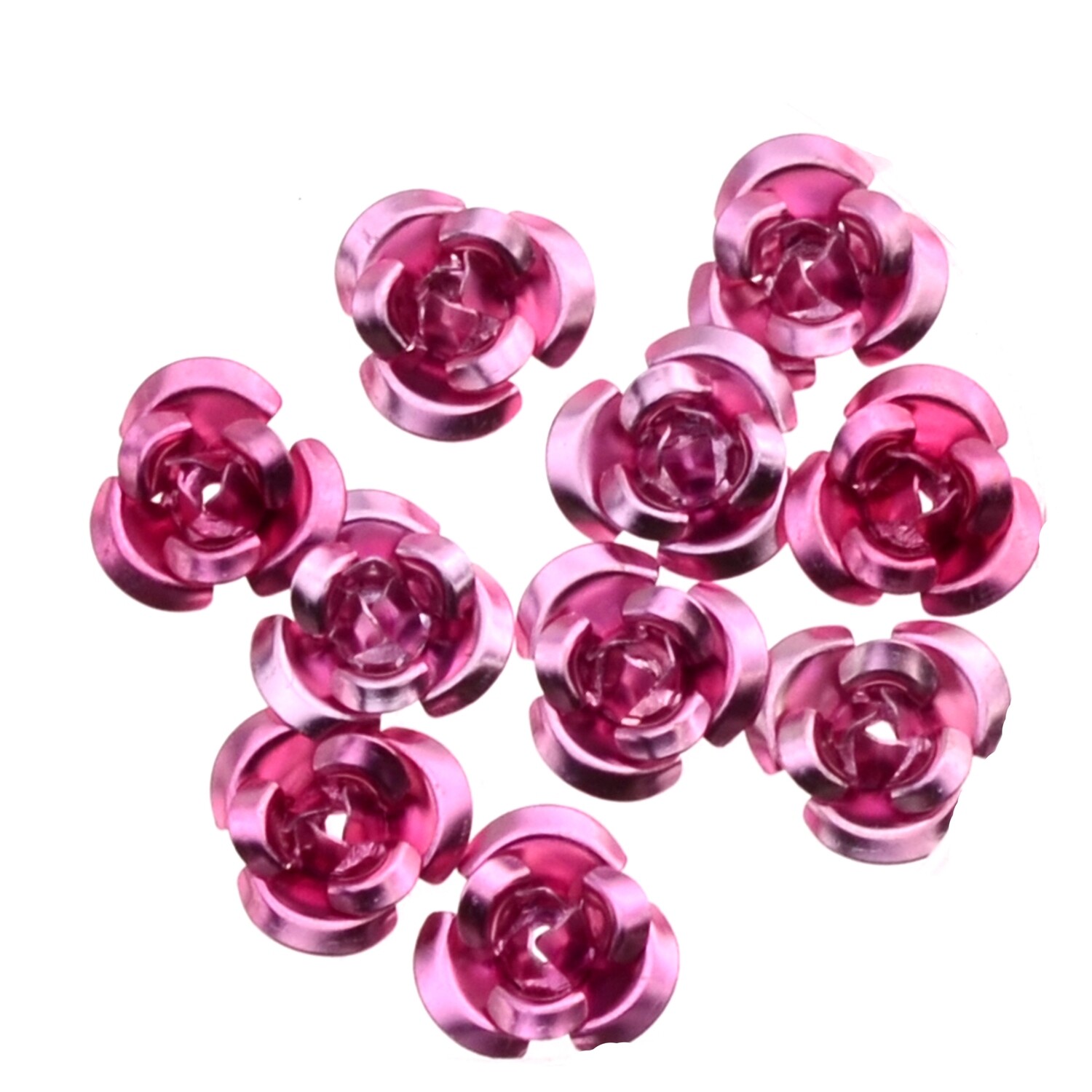 20x Metallperlen aluminium Blumenperlen rose 5x8mm