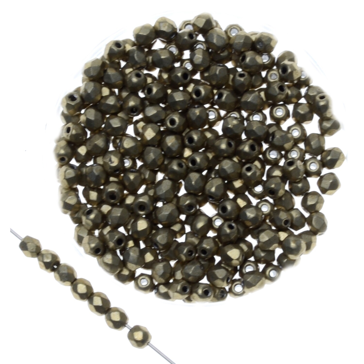 Feuerpolierte Glasperlen – Sueded Gold Cloud Dream, 3 mm (40 Stück)
