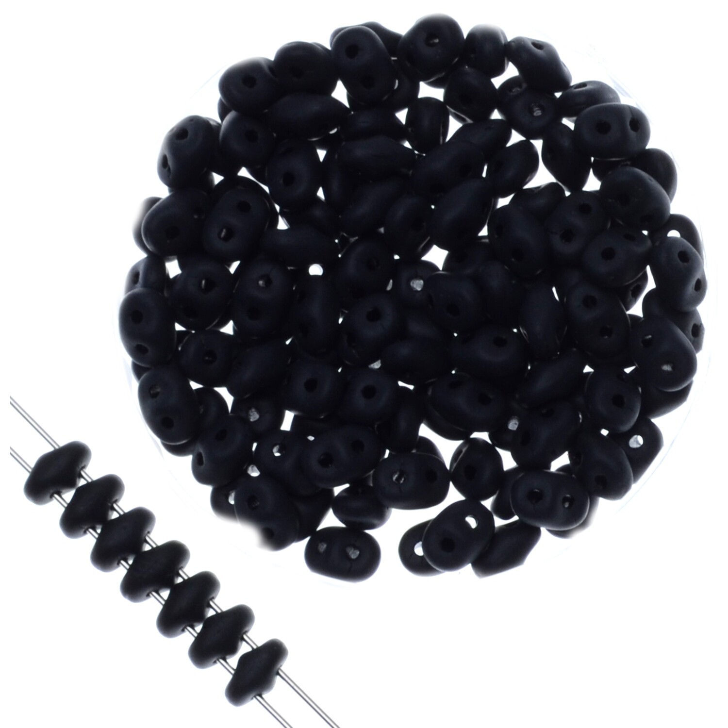 Super Duo Perlen  2,5x5mm schwarz matt /5g