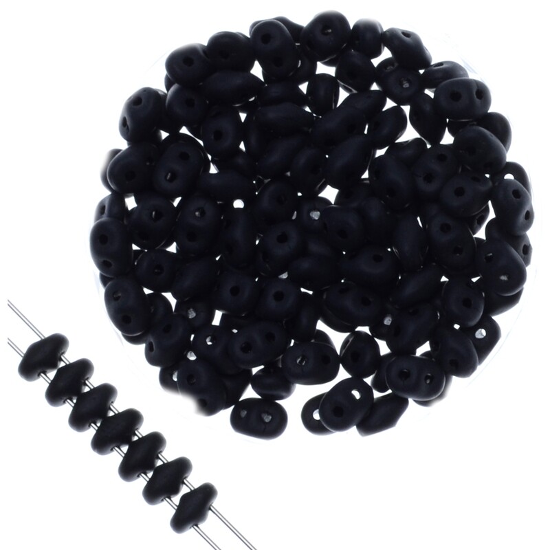 Super Duo Perlen 2,5x5mm schwarz matt /5g Super Duo Perlen 2,5x5mm schwarz matt /5g