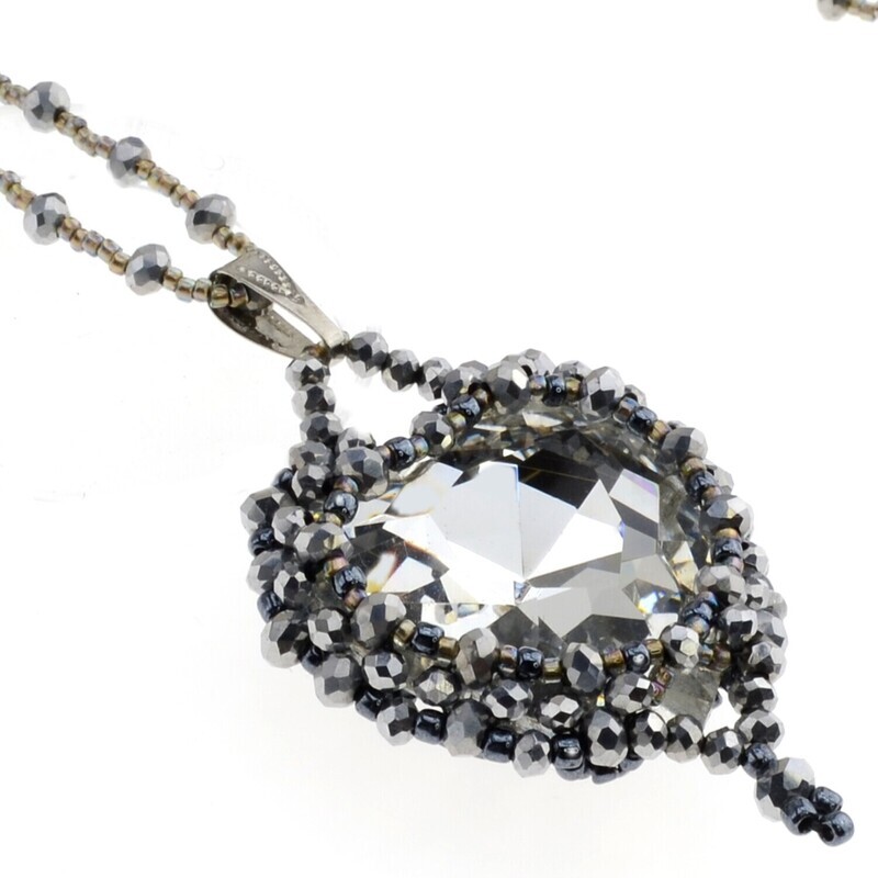 Kette mit Crystalglas - Anhänger  -  Herz