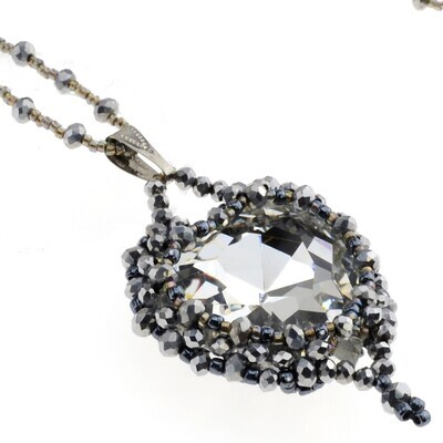 Kette mit Crystalglas - Anhänger  -  Herz