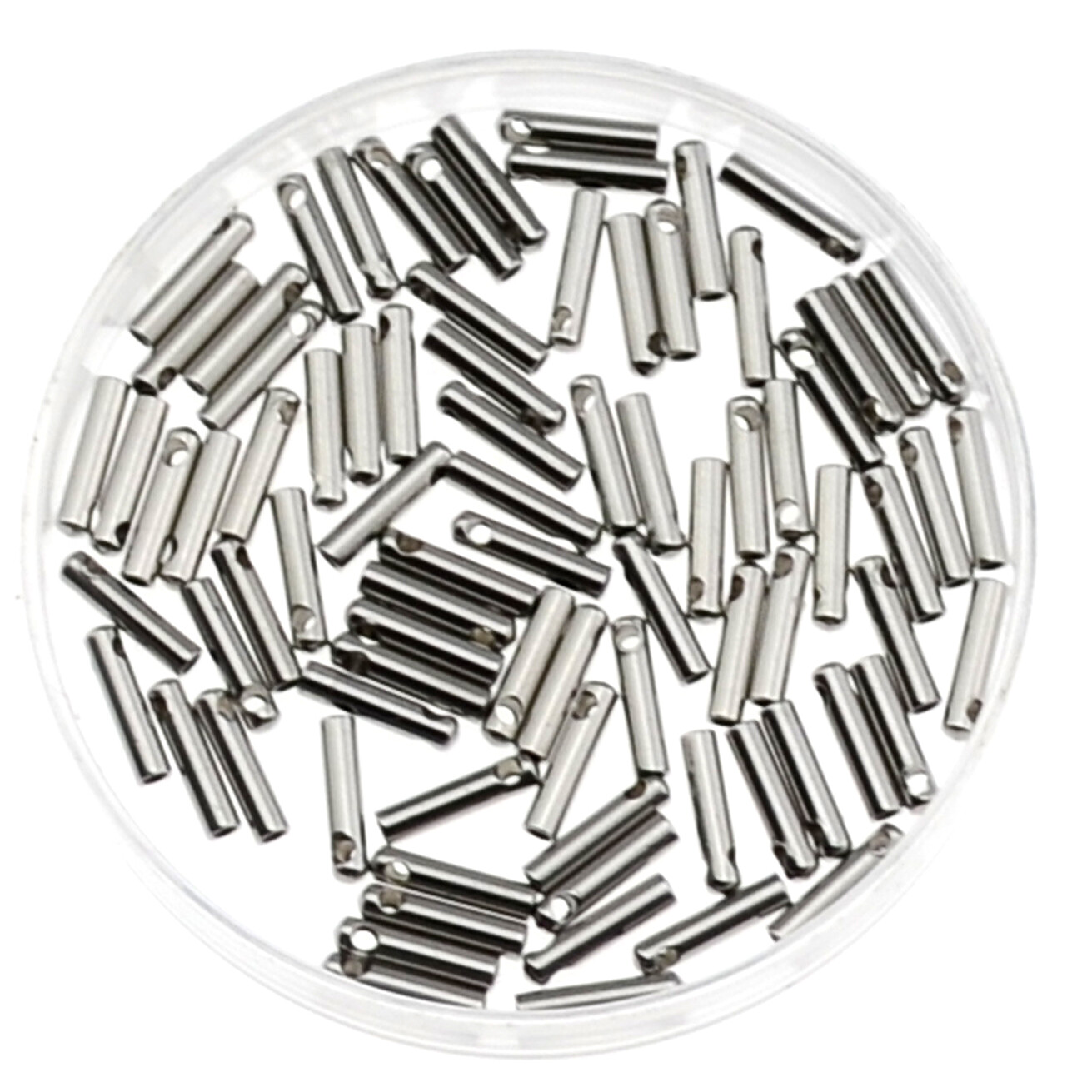 12x Endstücke, Endkappen aus Edelstahl 7x1,5mm