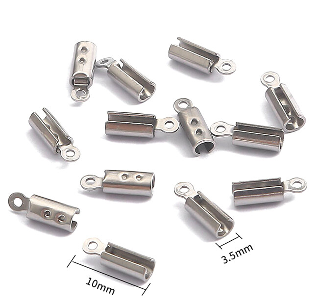 12x Endstücke, Endkappen, Kordelenden aus Edelstahl 3,5x10mm