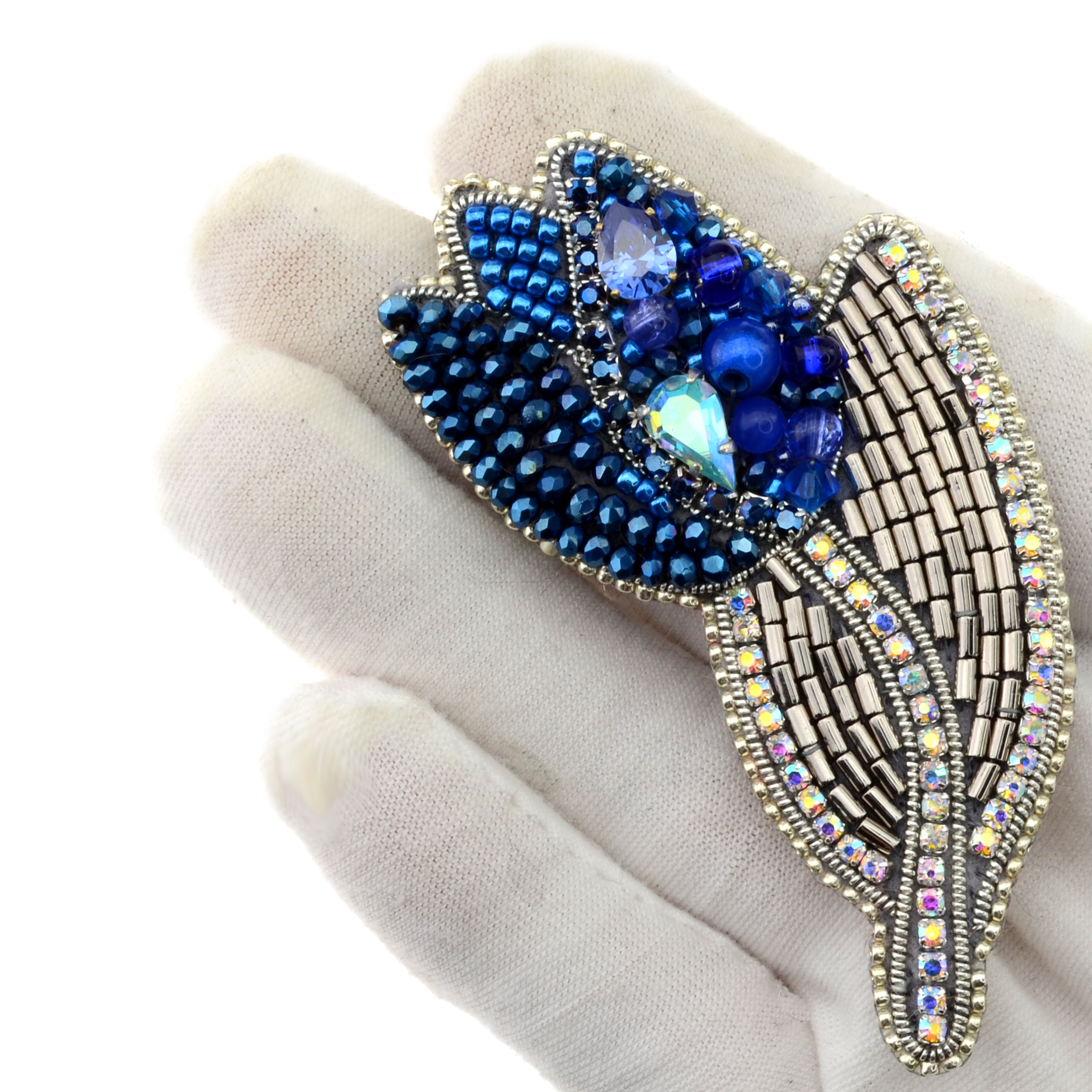 Kit 927/ Brosche selber sticken DIY Tutorial +Set mit Perlen + Anleitung + Zubehör