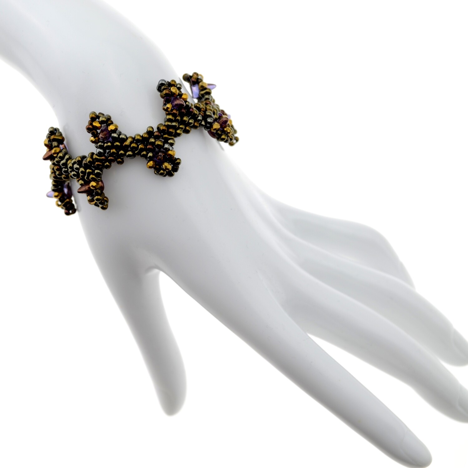 DIY-Schmuckset „Amberthorn“ – Armband mit goldenen Perlen & violetten Dornen basteln