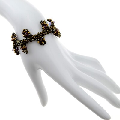 DIY-Schmuckset „Amberthorn“ – Armband mit goldenen Perlen & violetten Dornen basteln