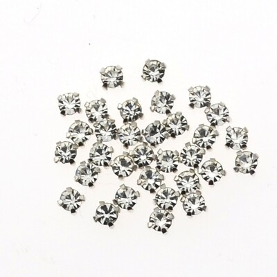 Strassperlen Crystal  in Fassung 4mm zum Aufnähen / 1 Stück