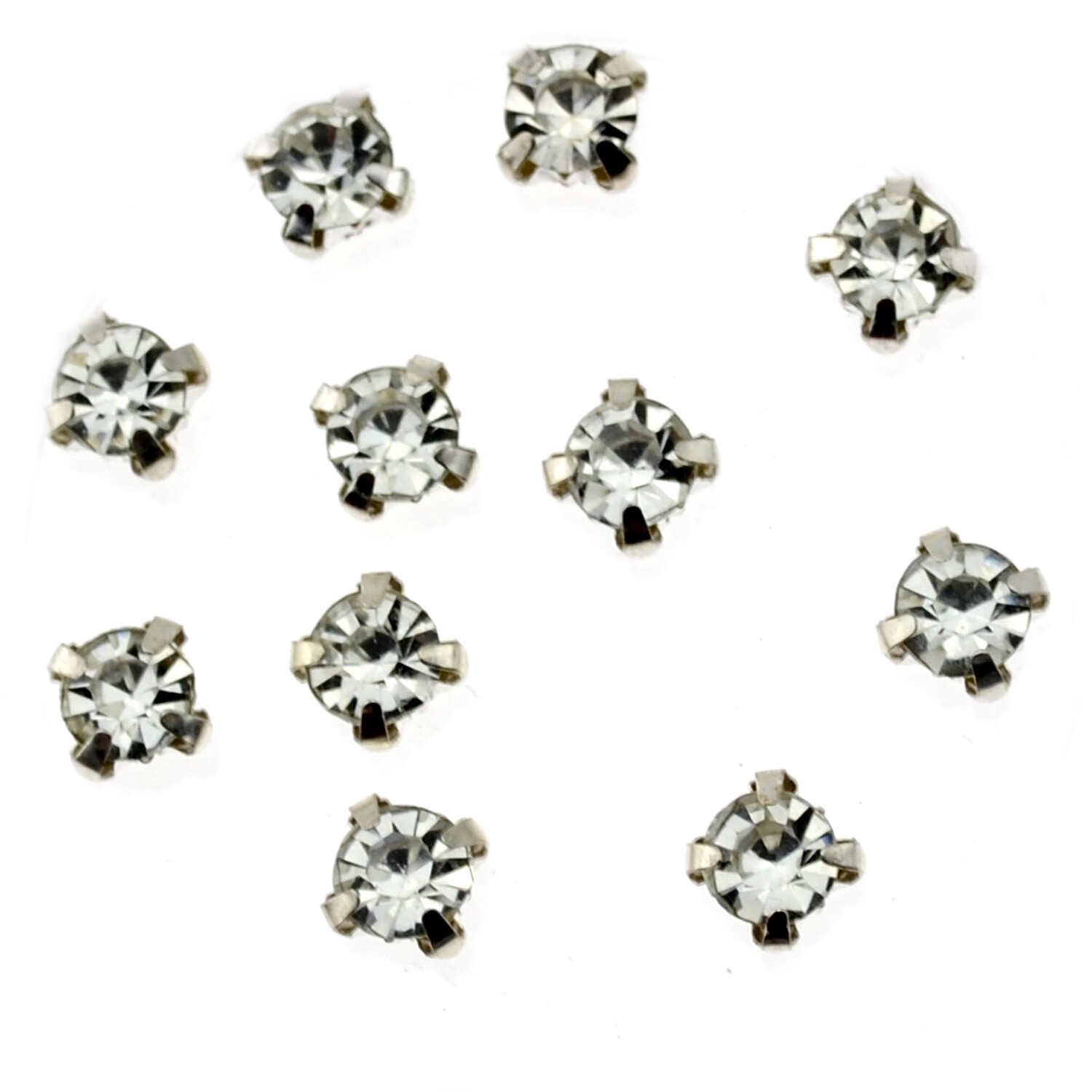 Strassperlen Crystal  in Fassung 6mm zum Aufnähen / 1 Stück