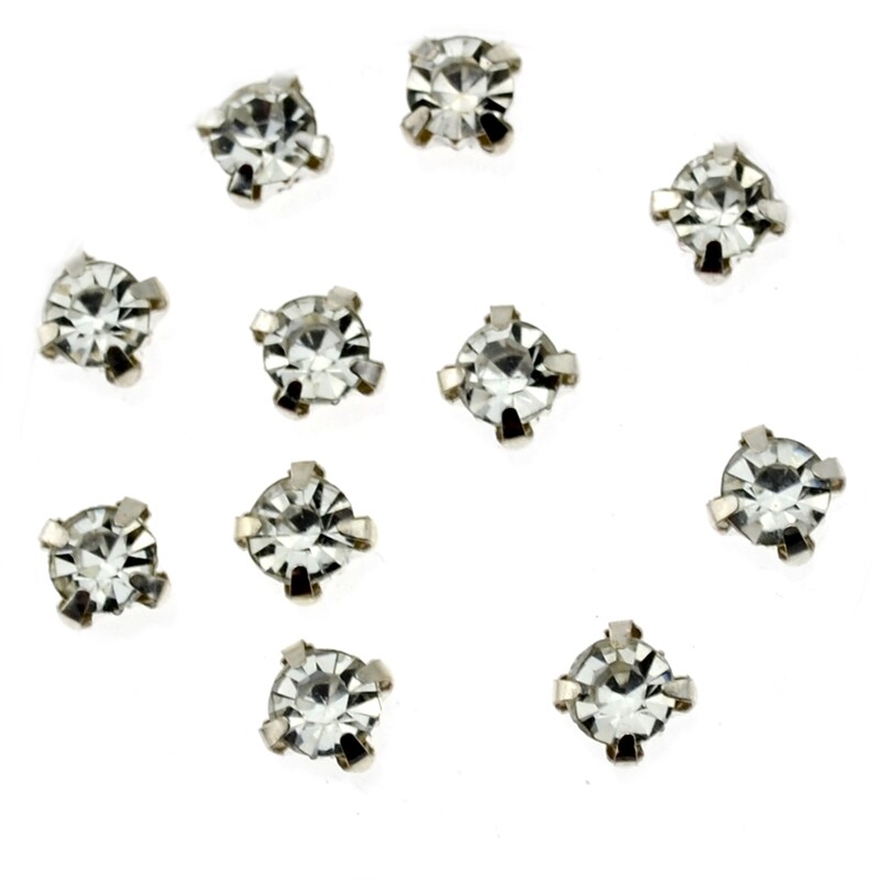 Strassperlen Crystal  in Fassung 6mm zum Aufnähen / 1 Stück