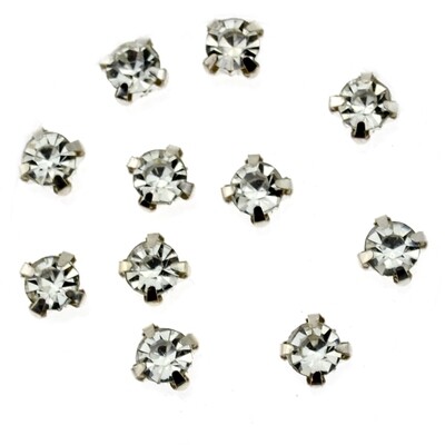 Strassperlen Crystal  in Fassung 6mm zum Aufnähen / 1 Stück