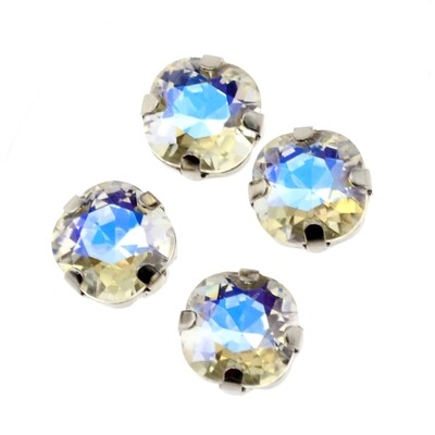 Strassperlen Crystal Mondstein  in der Fassung 8mm zum Aufnähen / 1 Stück