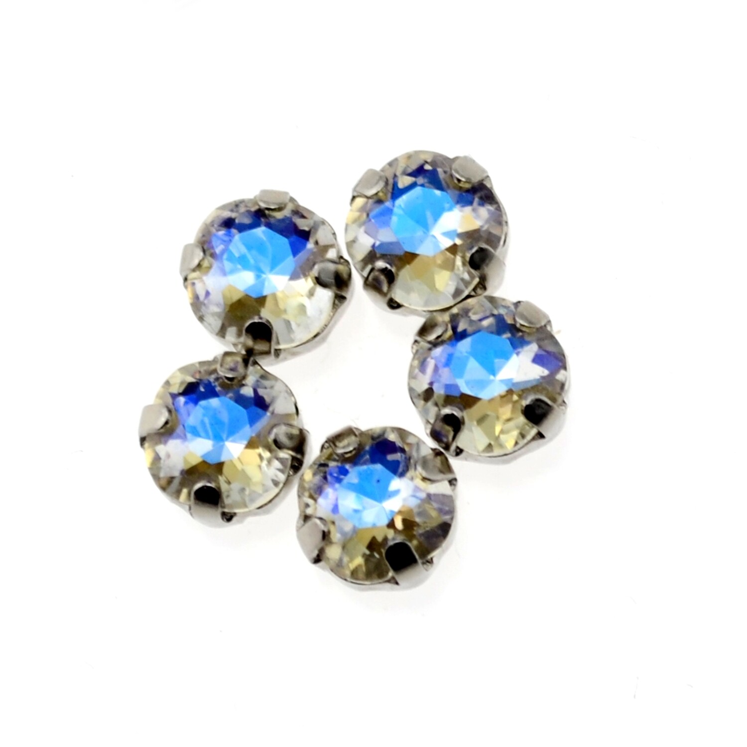Strassperlen Crystal Mondstein  in der Fassung 6mm zum Aufnähen / 1 Stück