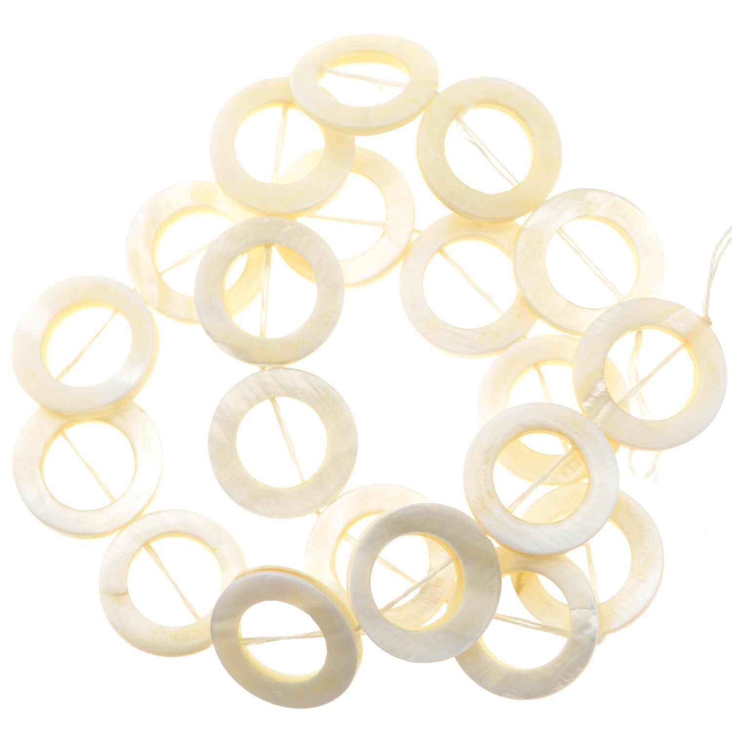 Muschelperlen Donuts rund 20mm natur / 20 Stück