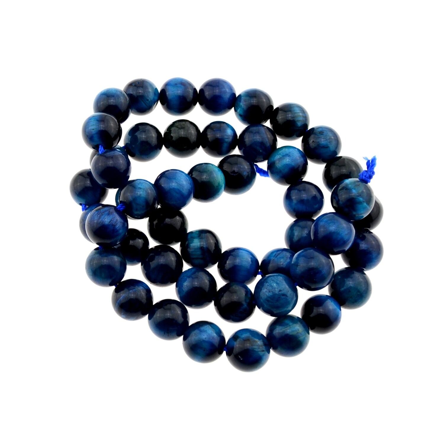 Tigerauge Natursteine in blau gefärbt 8mm / Strang mit  48 Stück
