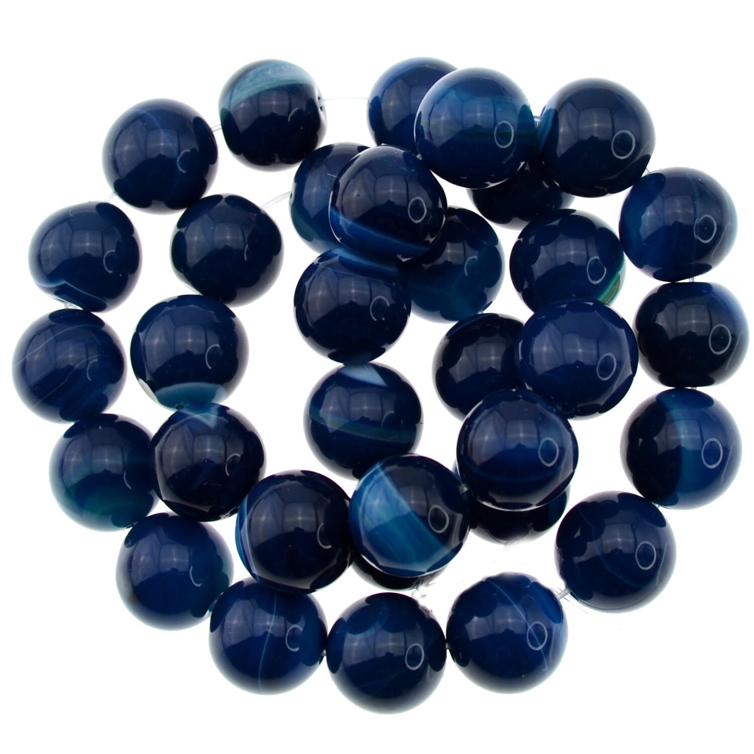 Achat Perlen blau gefärbt rund 12mm/ Strang ca. 40cm