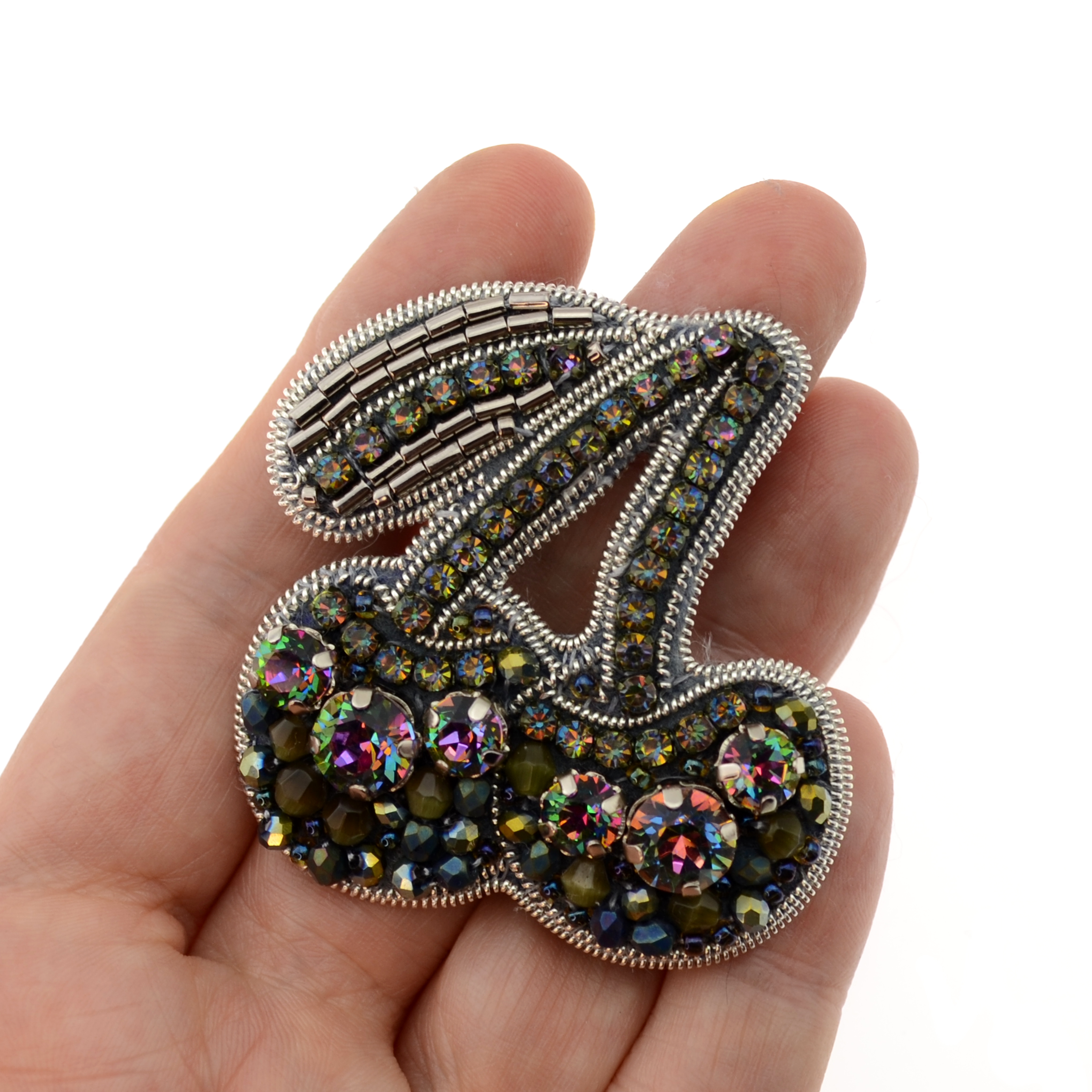 DIY Kit 929/ Brosche selber sticken Set mit Perlen + Anleitung + Zubehör