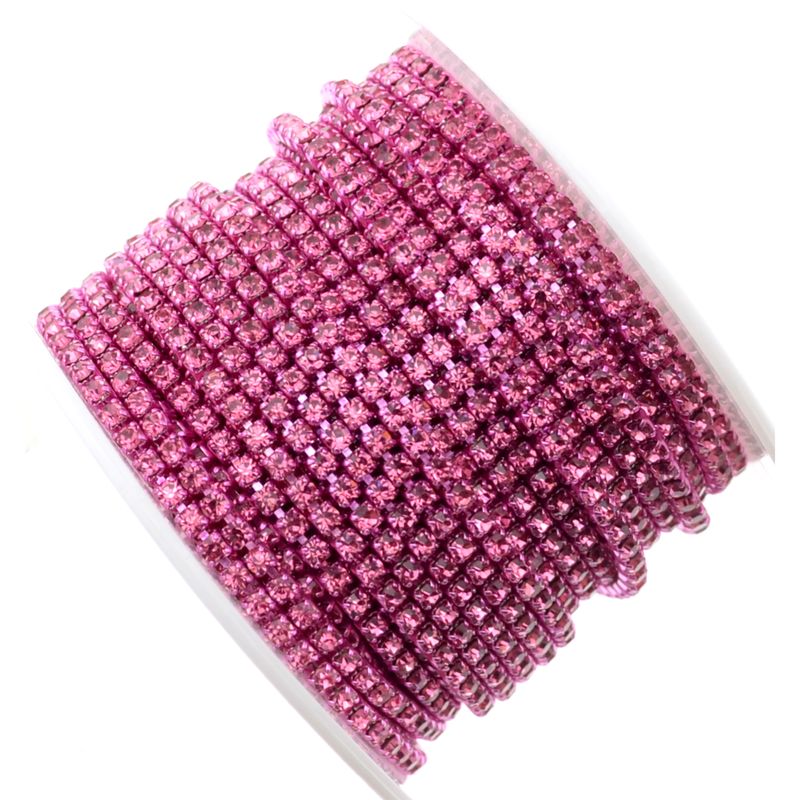 Strasskette - Einreihige Strass-Tassenkette für Schmuckherstellung, Hochwertige Glaskristalle, DIY Funkelnde Accessoire Strassband in Metallfassung, Straßsteinkette, Strassborte rose 2mm / 50cm Strasskette - Einreihige Strass-Tassenkette für Schmuckherstellung, Hochwertige Glaskristalle, DIY Funkelnde Accessoire Strassband in Metallfassung, Straßsteinkette, Strassborte rose 2mm / 50cm