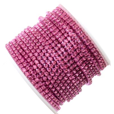 Strasskette - Einreihige Strass-Tassenkette für Schmuckherstellung, Hochwertige Glaskristalle, DIY Funkelnde Accessoire Strassband in Metallfassung, Straßsteinkette, Strassborte rose 2mm / 50cm Strasskette - Einreihige Strass-Tassenkette für Schmuckherstellung, Hochwertige Glaskristalle, DIY Funkelnde Accessoire Strassband in Metallfassung, Straßsteinkette, Strassborte rose 2mm / 50cm