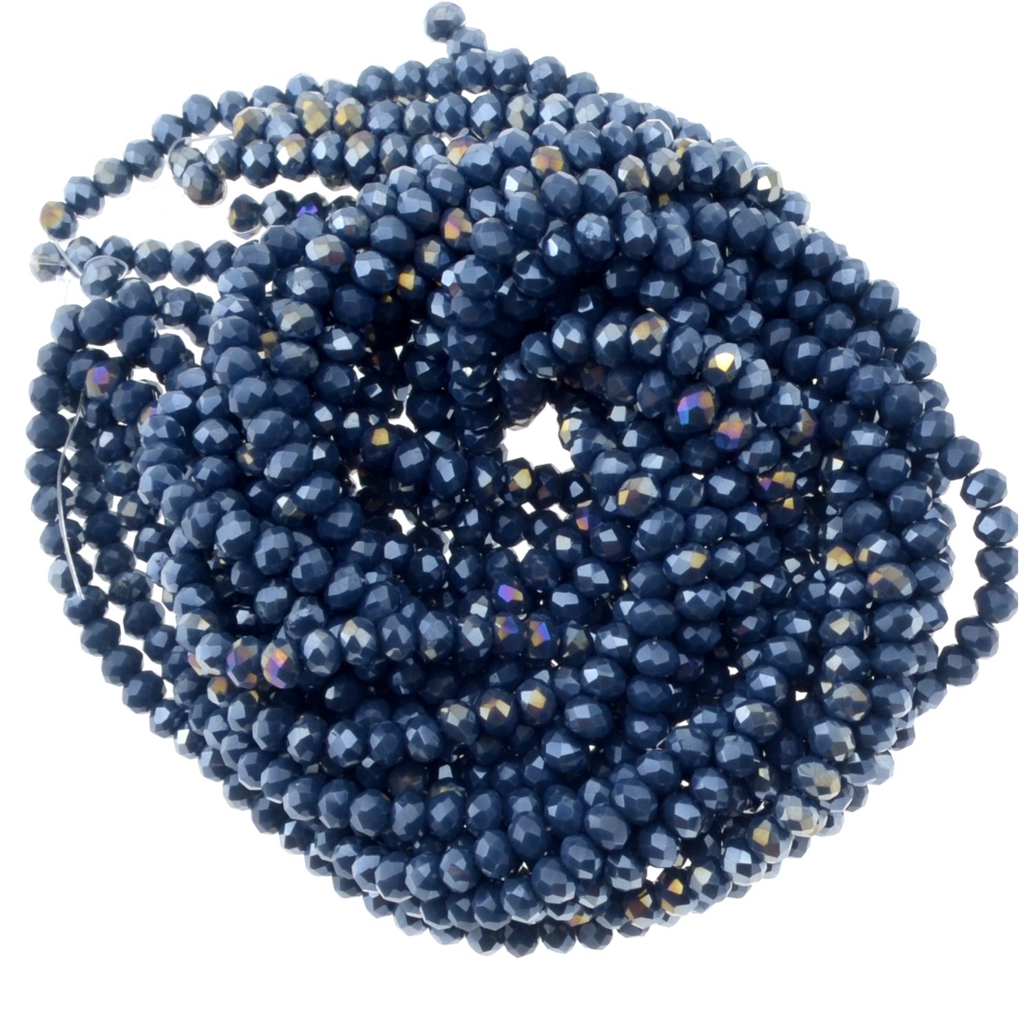 Rondellen Glasperlen 3mm facettiert blau  / 40 Stück