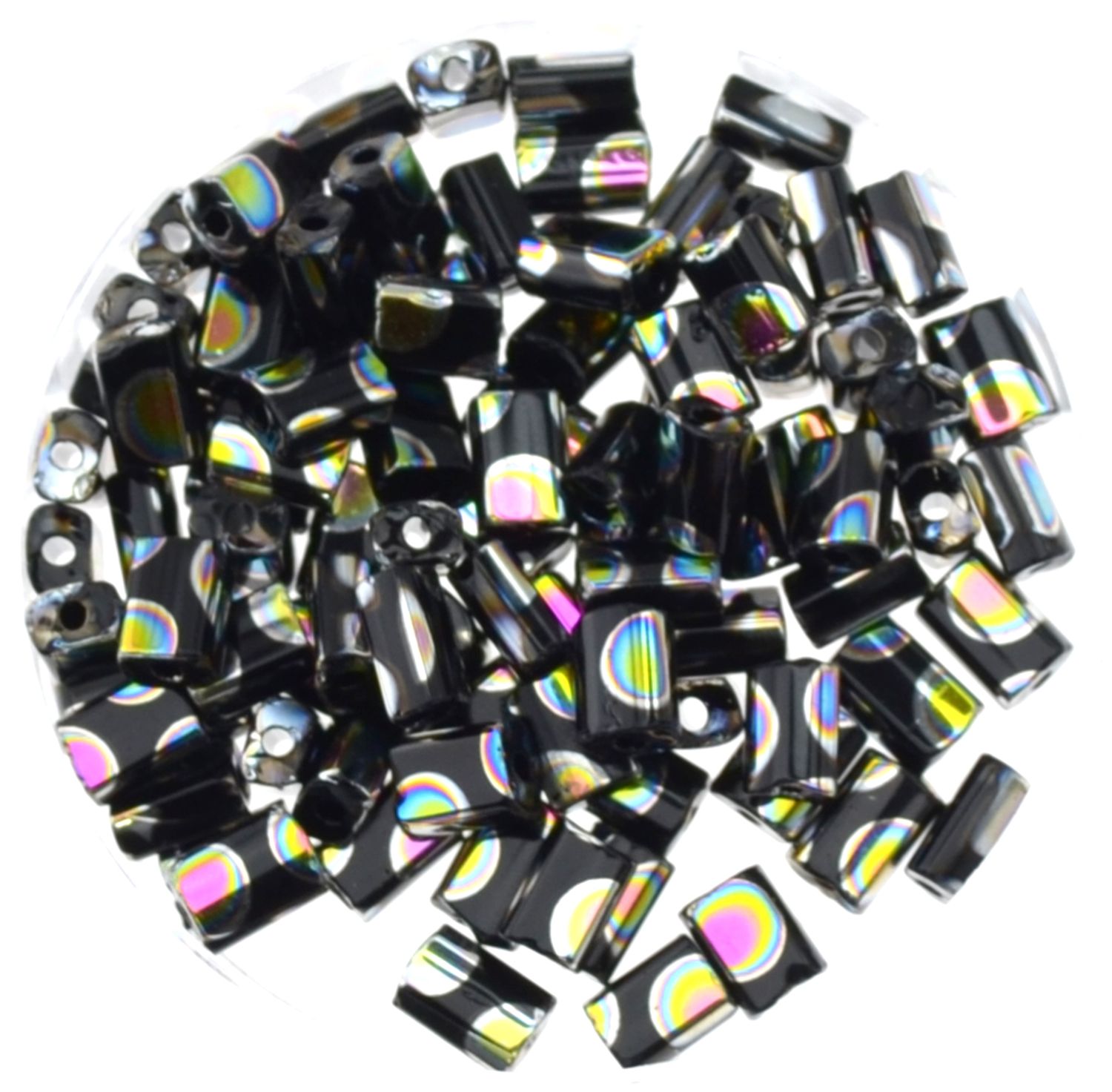 Glasperlen 5x3mm  Jet Regenbogen / 30 Stück