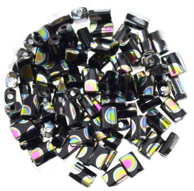 Glasperlen 5x3mm  Jet Regenbogen / 30 Stück