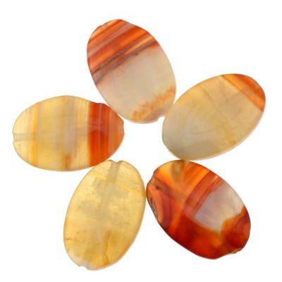 Karneol-Perlen, ca. 20 x 30 mm, unregelmäßig Set /5  Stück