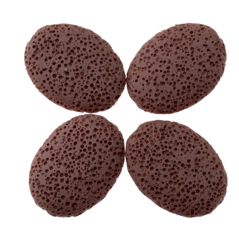 Lava Perlen rot gefärbt rund flach 25x35mm / 2 Stück