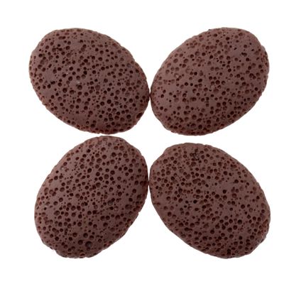 Lava Perlen rot gefärbt rund flach 25x35mm / 2 Stück