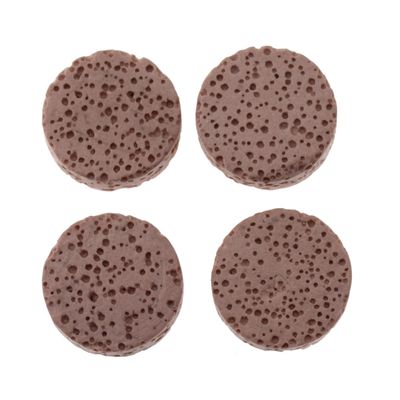 Lava Perlen rot gefärbt rund flach 20mm / 4 Stück