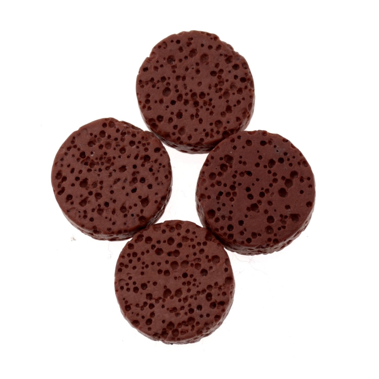 Lava Perlen rot gefärbt rund flach 20mm / 4 Stück