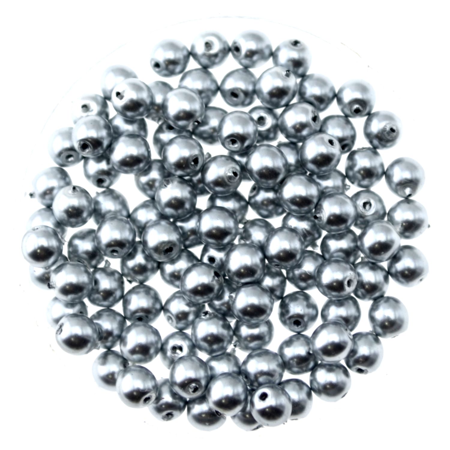 Wachsperlen aus Glas  4mm silbergrau Top Qualität / 40 Stück