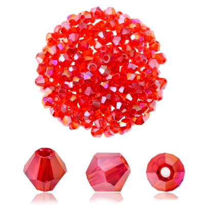 Doppelkegel Kristallglasperlen Rot 4mm – 40 Stück | DIY Schmuckperlen kaufen Doppelkegel Kristallglasperlen Rot 4mm – 40 Stück – DIY Schmuckperlen